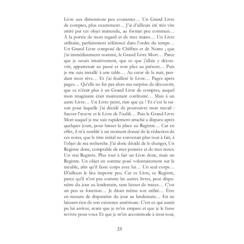 Le registre (De l'origine de l'oeuvre)