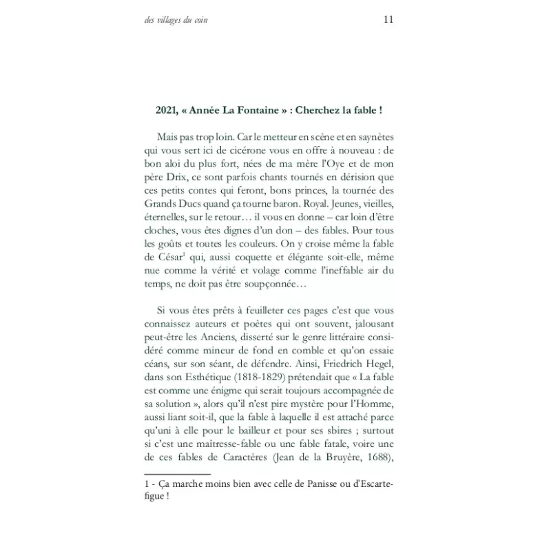Petites fables affables... des villages du coin