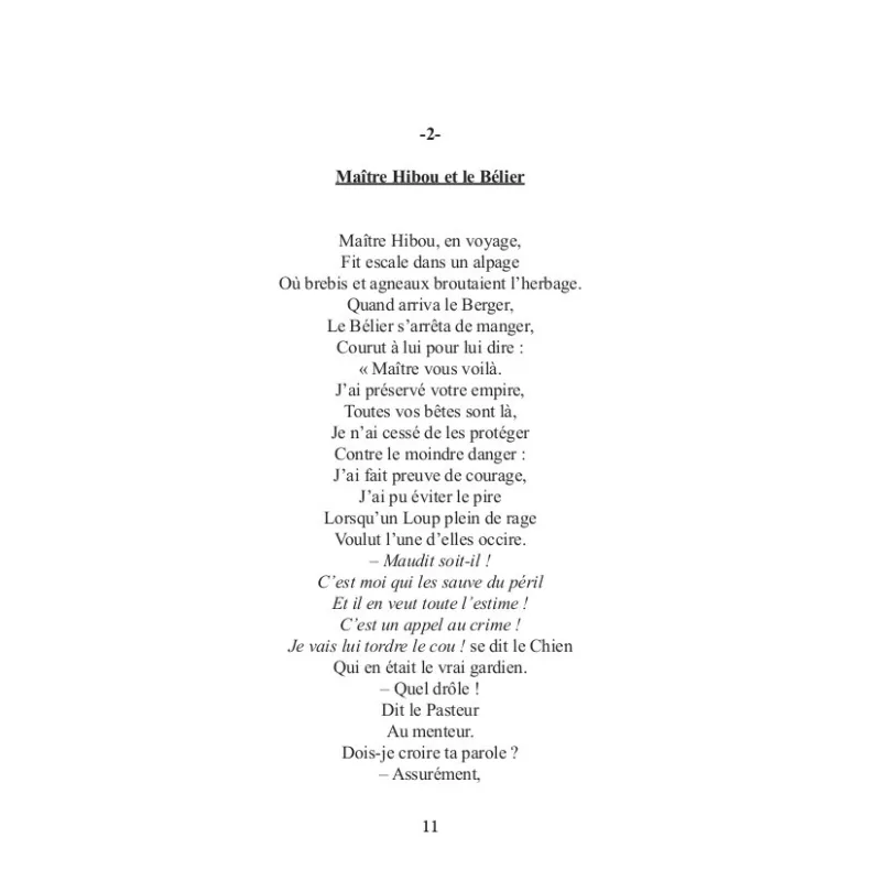 Les fables de Maître Hibou